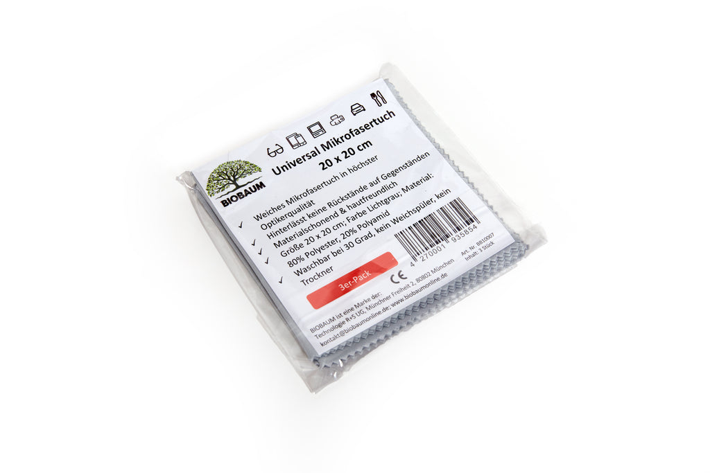 Mikrofasertuch 20x20cm im Dreierpack (Optikerqualität)